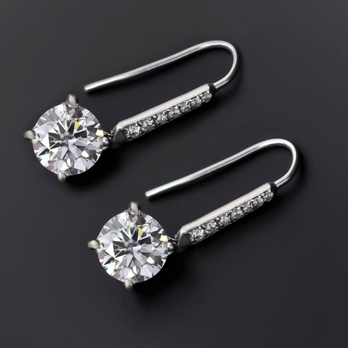 8.00 ct DEW Certified White Moissanite Dangler Earrings in Gold Vermeil For Women