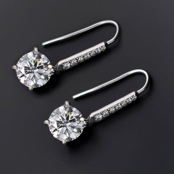 8.00 ct DEW Certified White Moissanite Dangler Earrings in Gold Vermeil For Women