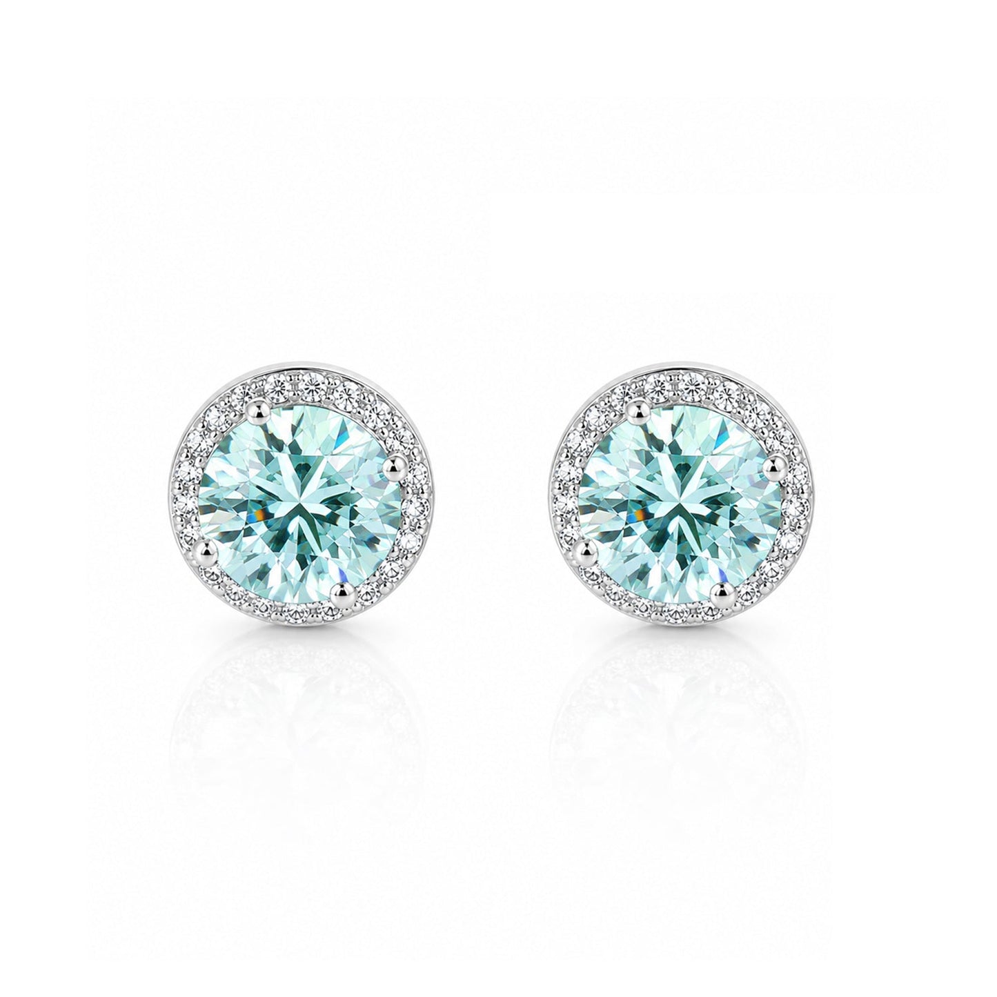 2.00 ct DEW Certified Blue Moissanite Solitaire Studs in Gold Vermeil For Gift