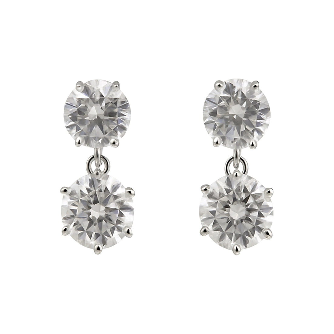 Round Moissanite Double Drop Stud Earrings 18K Gold Plated Gift for Women Wife Anniversary Birthday