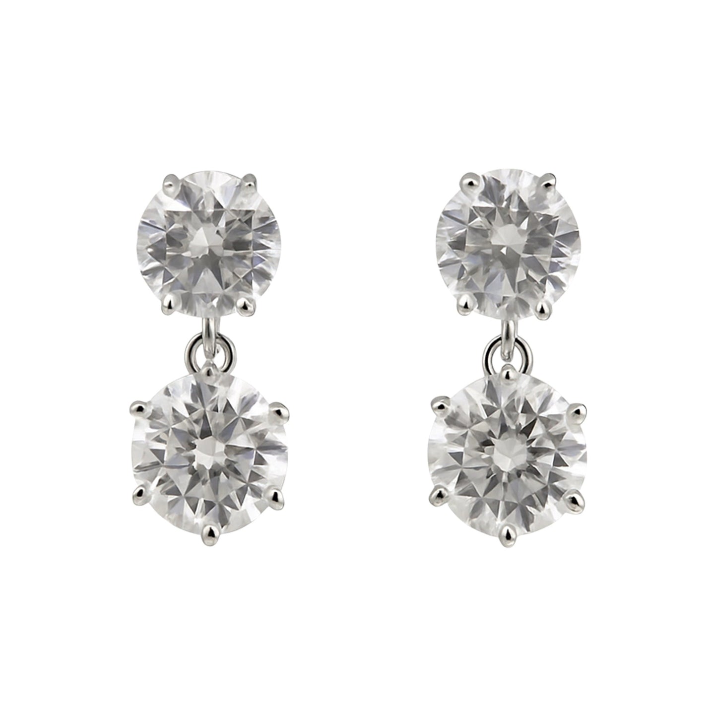 Round Moissanite Double Drop Stud Earrings 18K Gold Plated Gift for Women Wife Anniversary Birthday
