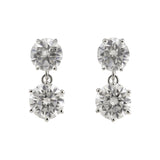 Round Moissanite Double Drop Stud Earrings 18K Gold Plated Gift for Women Wife Anniversary Birthday