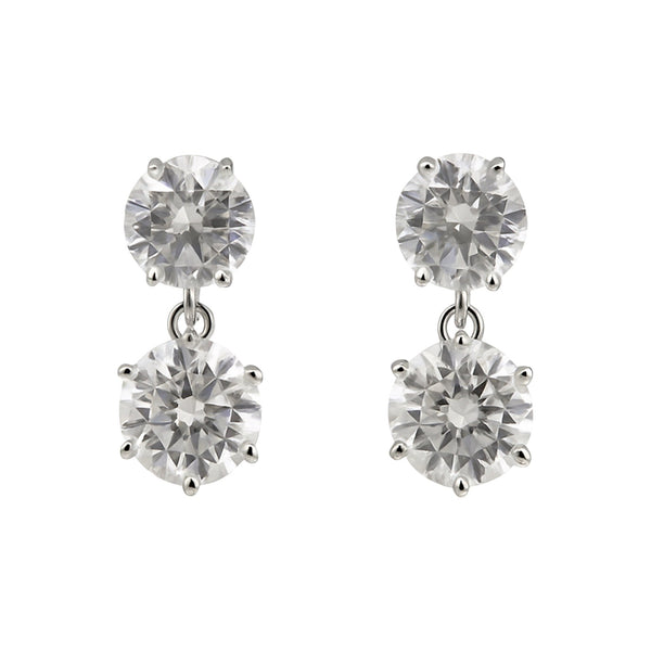 Round Moissanite Double Drop Stud Earrings 18K Gold Plated Gift for Women Wife Anniversary Birthday