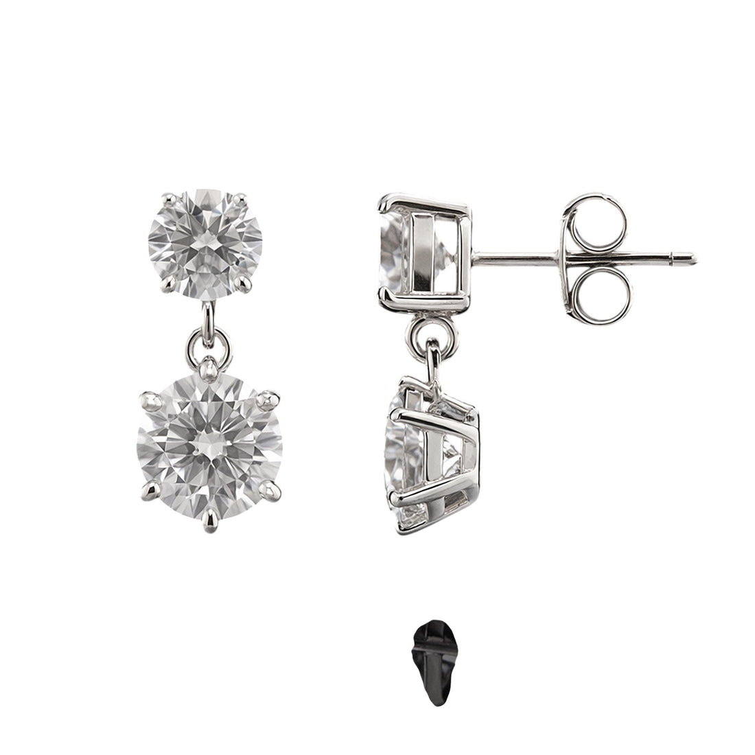 Round Moissanite Double Drop Stud Earrings 18K Gold Plated Gift for Women Wife Anniversary Birthday
