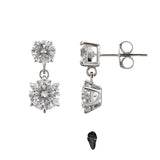 Round Moissanite Double Drop Stud Earrings 18K Gold Plated Gift for Women Wife Anniversary Birthday
