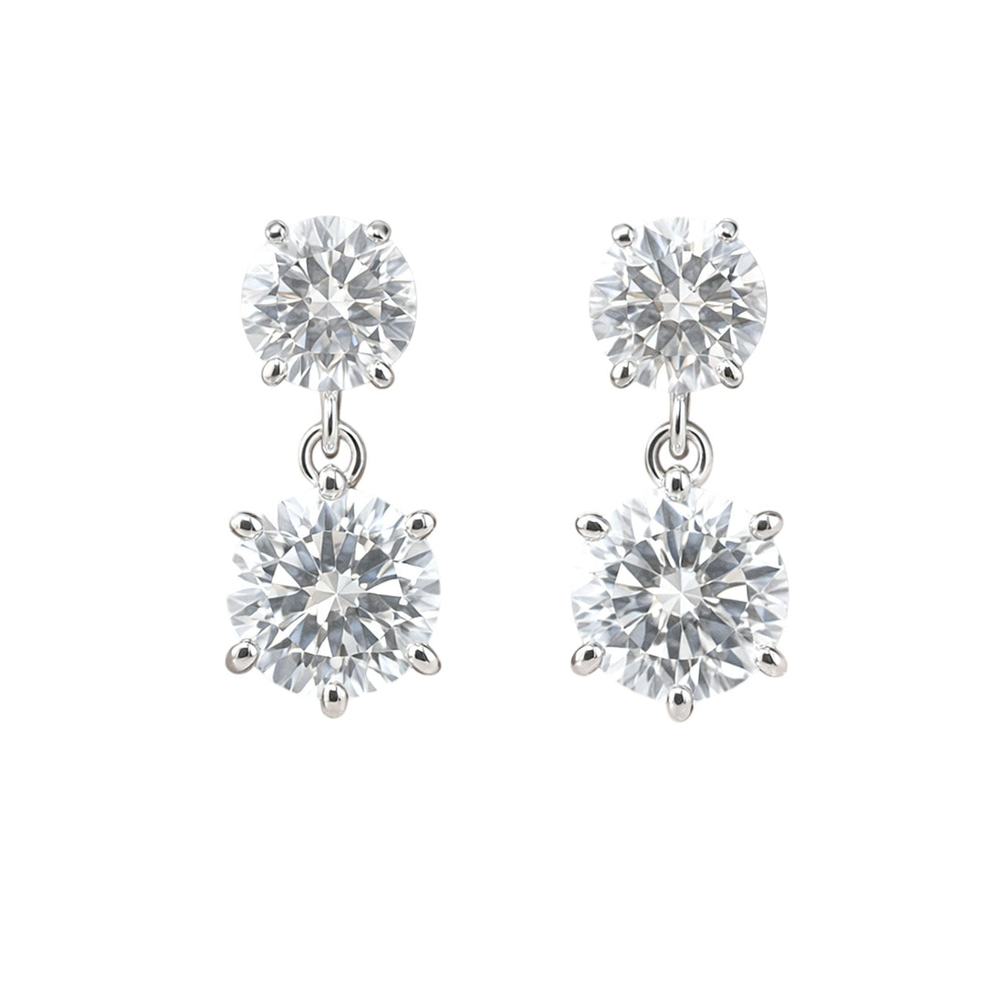 Round Moissanite Double Drop Stud Earrings 18K Gold Plated Gift for Women Wife Anniversary Birthday
