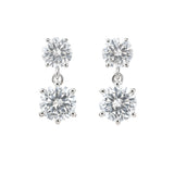 Round Moissanite Double Drop Stud Earrings 18K Gold Plated Gift for Women Wife Anniversary Birthday