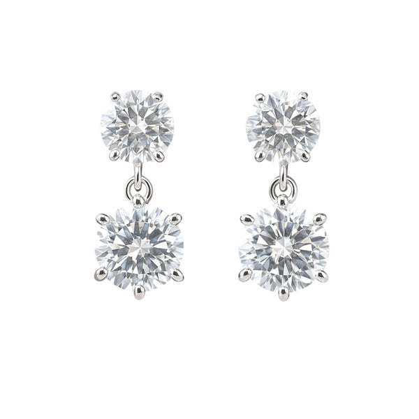 Round Moissanite Double Drop Stud Earrings 18K Gold Plated Gift for Women Wife Anniversary Birthday