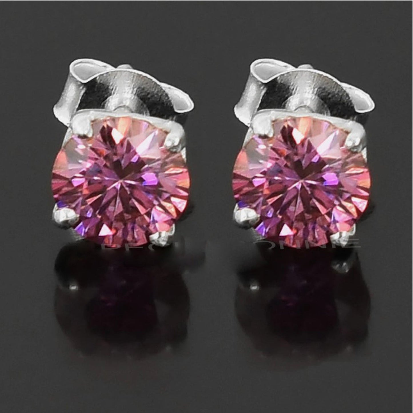 Certified 5.60 ct DEW White & Pink Moissanite Dangler Earrings In Gold Vermeil
