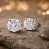4.40 ct DEW Round Moissanite Solitaire Stud Earrings 18K Gold Plated Gift for Women Wife Anniversary Birthday