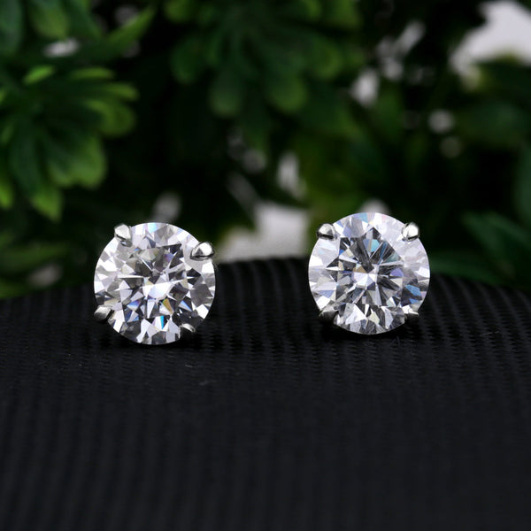 4.40 ct DEW Round Moissanite Solitaire Stud Earrings 18K Gold Plated Gift for Women Wife Anniversary Birthday