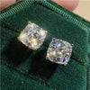 4 ct DEW Certified Cushion Cut Moissanite Solitaire Studs In Stering Gold Vermeil