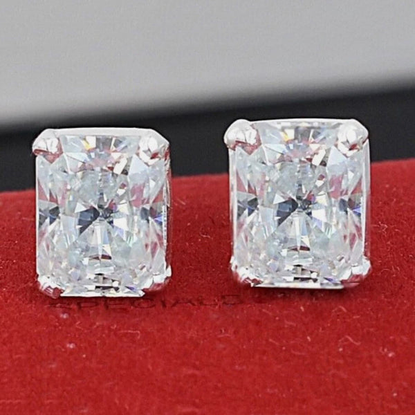 6 Ct Certified Radiant Cut White Moissanite Solitaire Studs In Gold Vermeil - GEMHUB