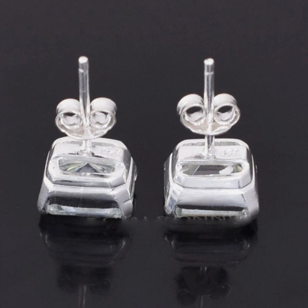 6 ct DEW Certified Radiant Cut White Moissanite Solitaire Studs In Gold Vermeil