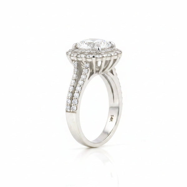 9.8ct DEW White Moissanite Round Solitaire Ring