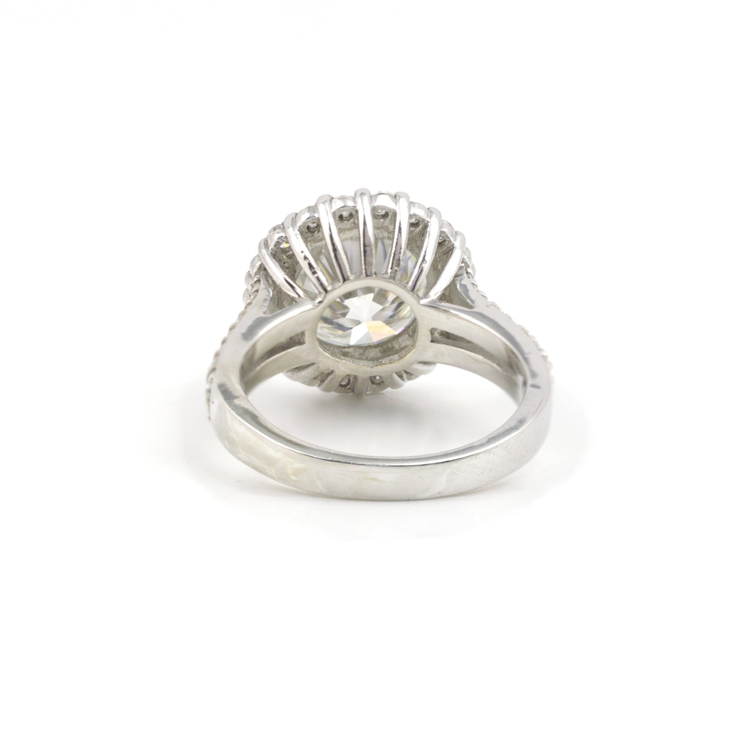9.8ct DEW White Moissanite Round Solitaire Ring