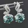 Certified 15 Ct Blue Moissanite Solitaire Round Cut Earring In Gold Vermeil - GEMHUB