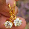 4.00 ct DEW Certified White Moissanite Round Cut Earrings In Gold Vermeil