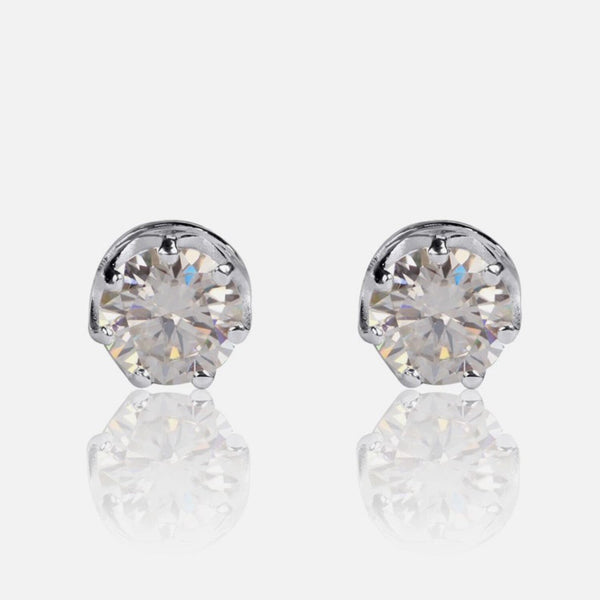 6 Ct Certified White Moissanite Solitaire Studs Round Cut In Gold Vermeil