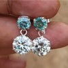 5.50 Ct Certified Blue & White Moissanite Round Cut Earrings In Gold Vermeil - GEMHUB