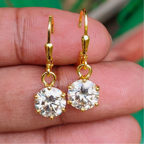 4.00 ct DEW Certified White Moissanite Round Cut Earrings In Gold Vermeil Jewellery
