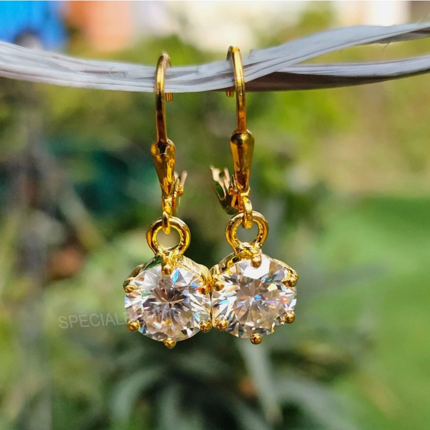 4.00 ct DEW Certified White Moissanite Round Cut Earrings In Gold Vermeil Jewellery