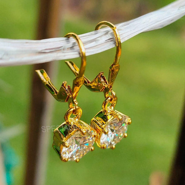 4.00 ct DEW Certified White Moissanite Round Cut Earrings In Gold Vermeil Jewellery