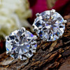 12 ct DEW Certified White Moissanite Solitaire Studs Round Cut In Gold Vermeil