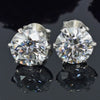 12 ct DEW Certified White Moissanite Solitaire Studs Round Cut In Gold Vermeil