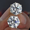 12 ct DEW Certified White Moissanite Solitaire Studs Round Cut In Gold Vermeil