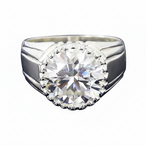 6.35 ct DEW Off White Round Moissanite Ring – Shine Gift for Women 18K Gold Plated Verm 18K Gold Plated