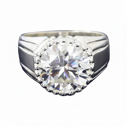 6.35 ct DEW Off White Round Moissanite Ring – Shine Gift for Women 18K Gold Plated Verm 18K Gold Plated