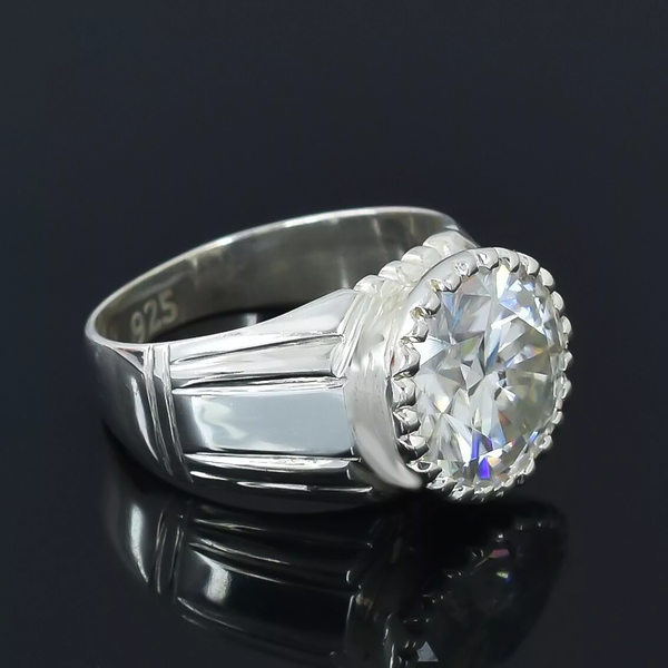 6.35ct DEW White Moissanite Round Solitaire Ring