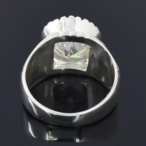 6.35ct DEW White Moissanite Round Solitaire Ring