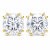 5 ct DEW Certified Cushion Cut Moissanite Solitaire Studs In Gold Vermeil