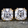 5 ct DEW Certified Cushion Cut Moissanite Solitaire Studs In Gold Vermeil