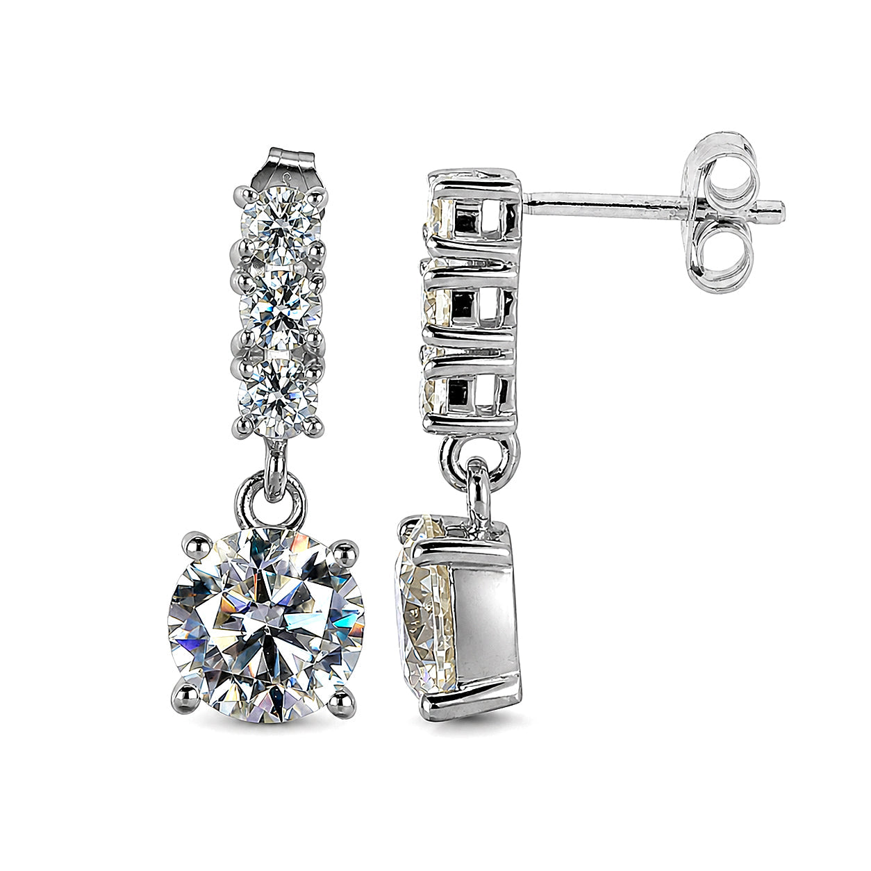 5.00 ct DEW Certified Moissanite Solitaire Earrings In Gold Vermeil For Gift