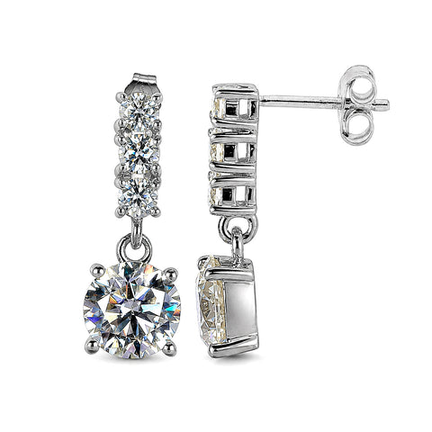 5.00 ct DEW Certified Moissanite Solitaire Earrings In Gold Vermeil For Gift