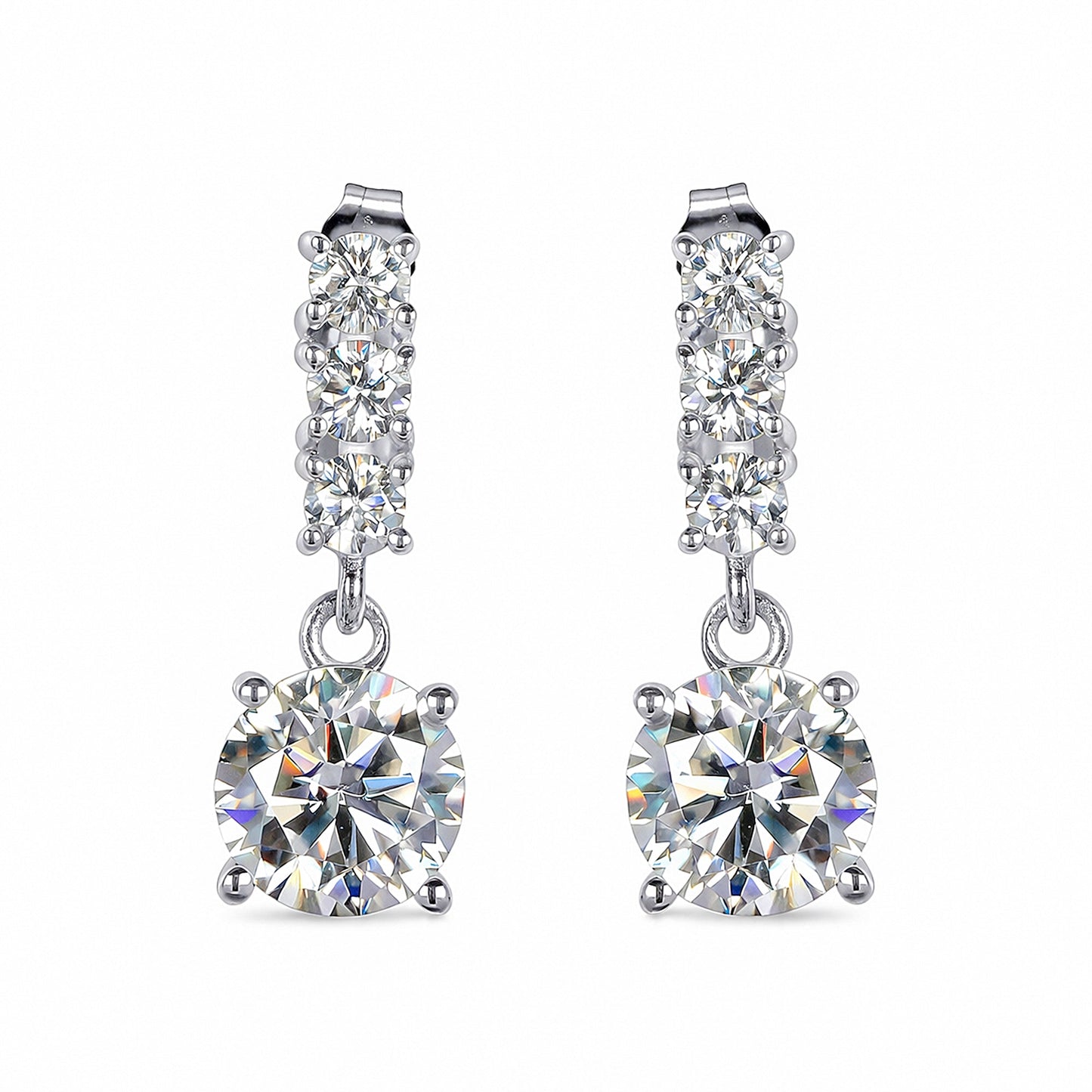 5.00 ct DEW Certified Moissanite Solitaire Earrings In Gold Vermeil For Gift