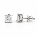 4 carat princess cut lab-grown diamond stud earrings in platinum, F/VS1 clarity