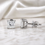 Princess cut lab diamond stud on dark velvet, GEMHUB fine jewellery