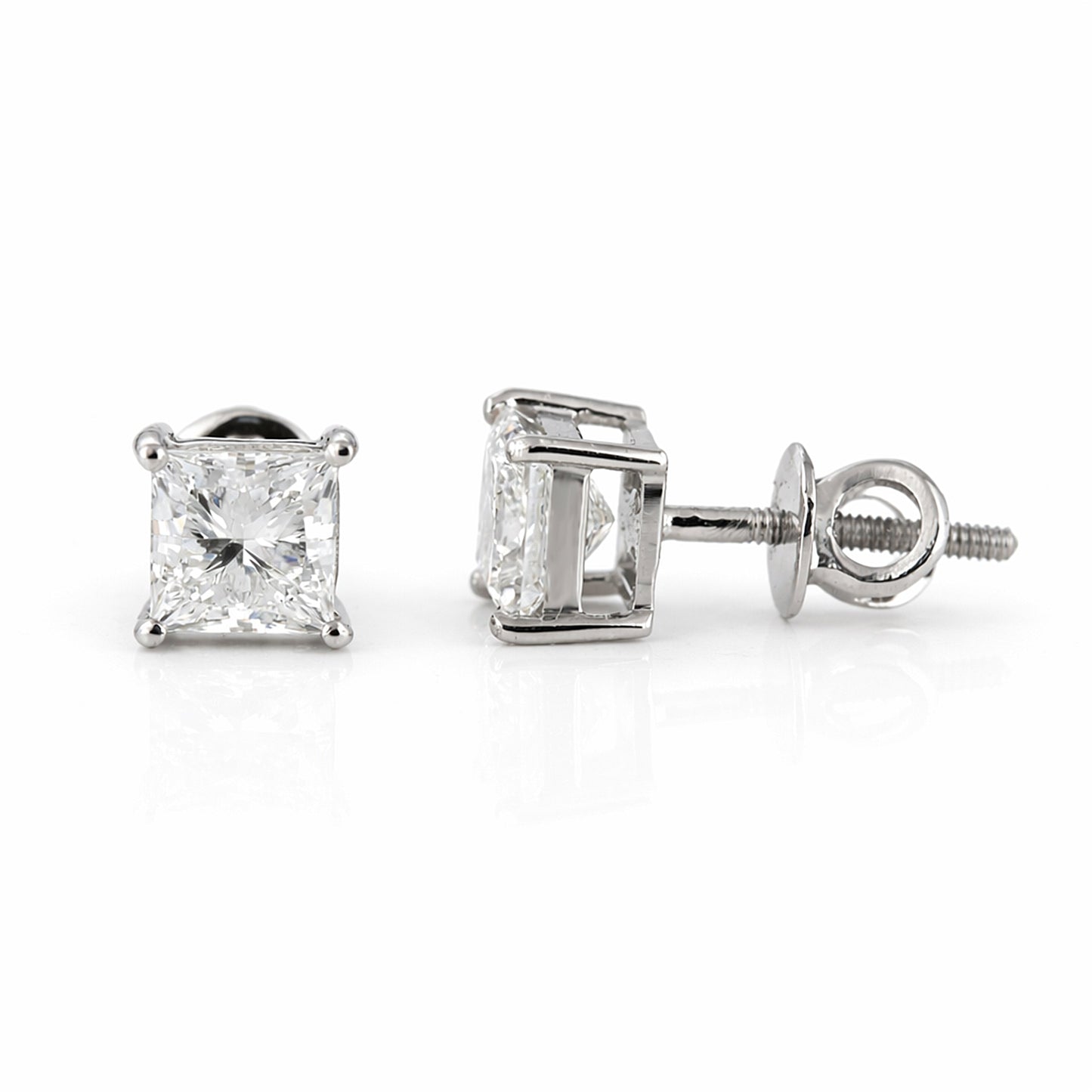 4.00 ct DEW Princess White Moissanite Studs Gold Vermeil – 4th July Festival Pick