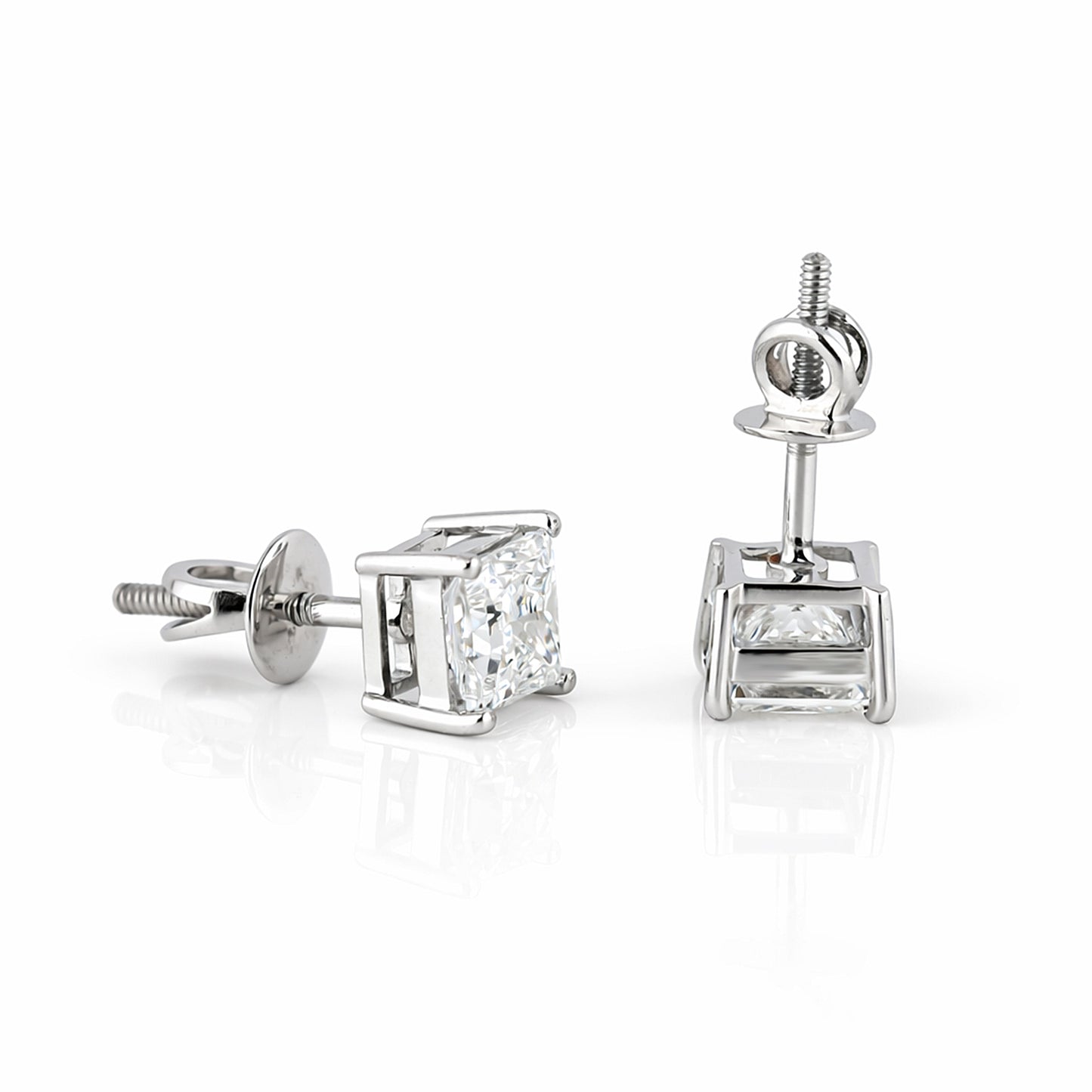 4.00 ct DEW Princess White Moissanite Studs Gold Vermeil – 4th July Festival Pick