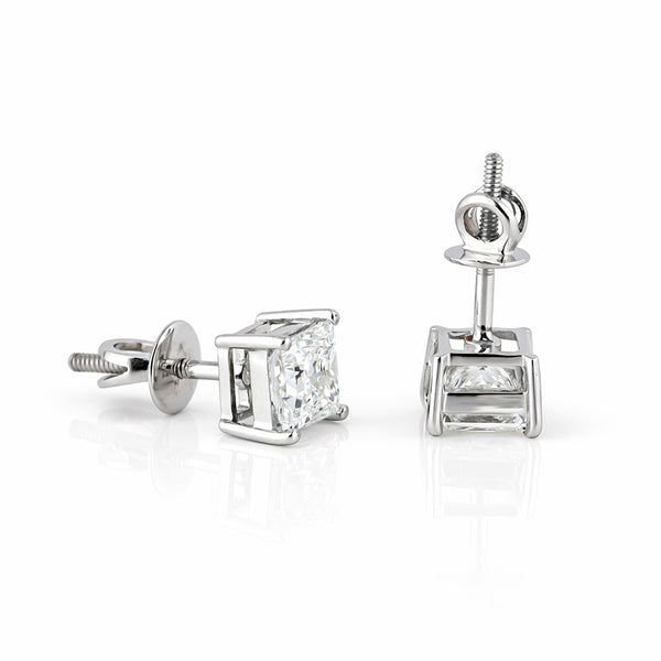 4.00 ct DEW Princess White Moissanite Studs Gold Vermeil – 4th July Festival Pick