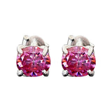3 ct DEW Certified Pink Moissanite Solitaire Studs In Gold Vermeil For Wife