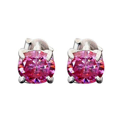3 ct DEW Certified Pink Moissanite Solitaire Studs In Gold Vermeil For Wife