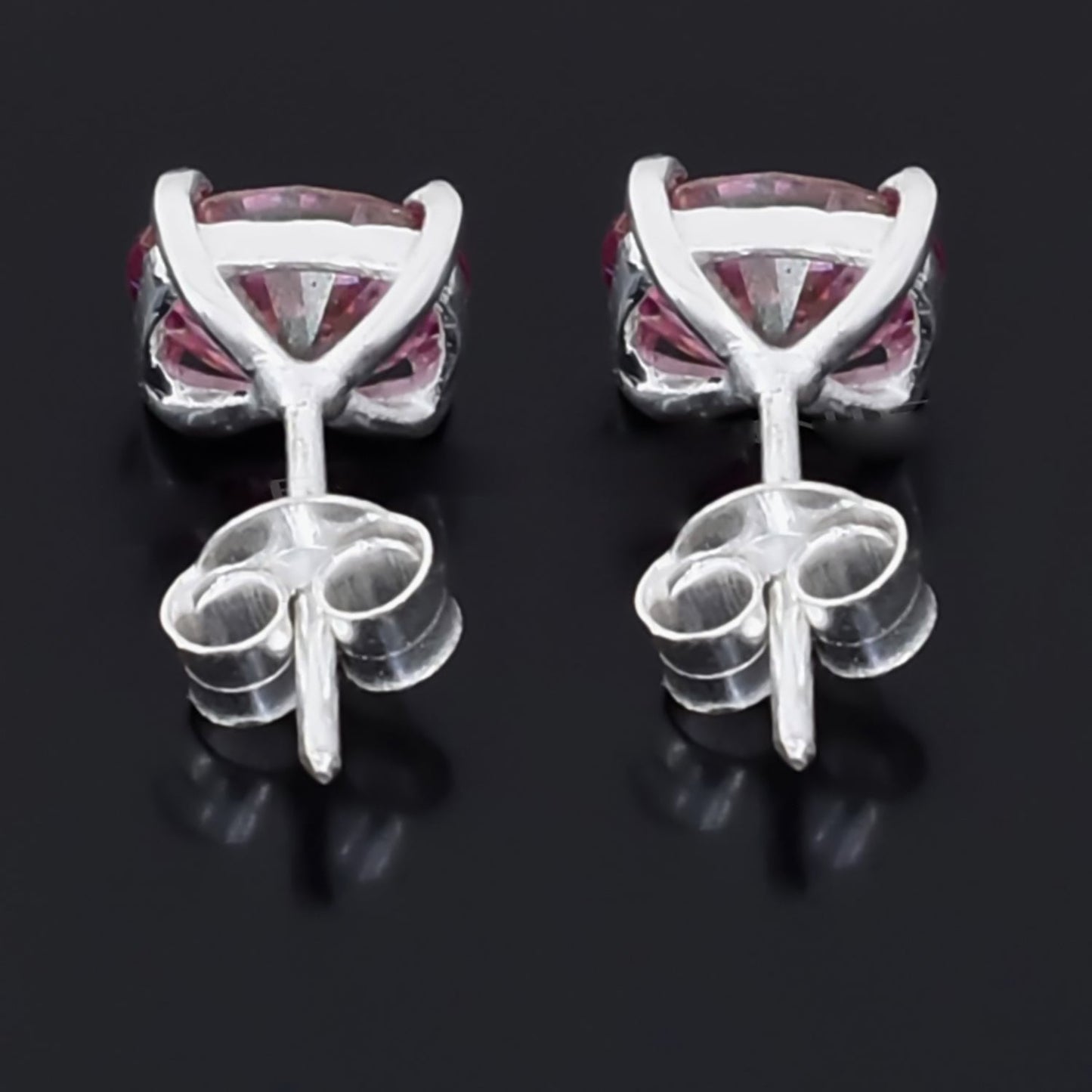 3 ct DEW Certified Pink Moissanite Solitaire Studs In Gold Vermeil For Wife