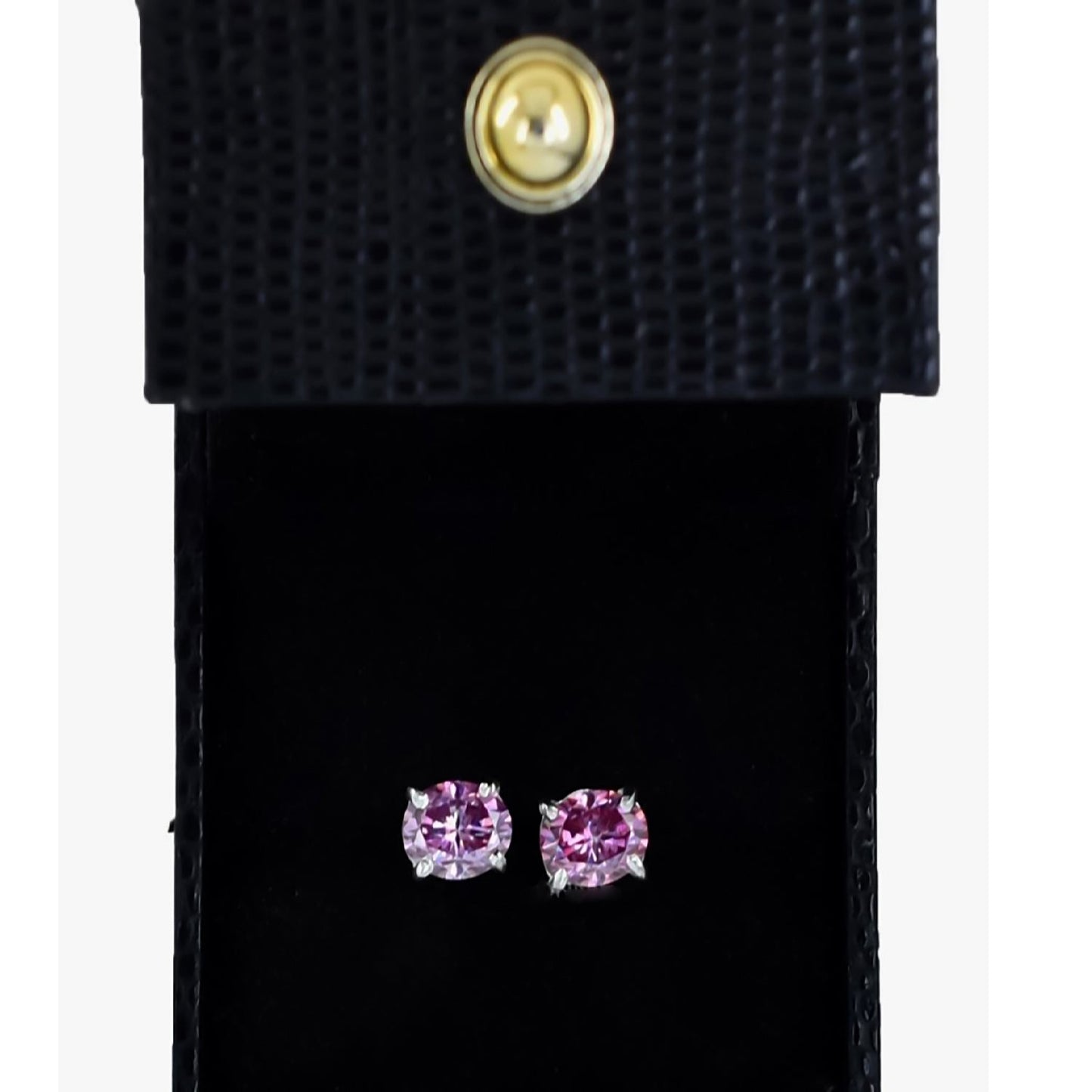 3 ct DEW Certified Pink Moissanite Solitaire Studs In Gold Vermeil For Wife