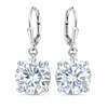 Certified 7.3 ct DEW White Moissanite Solitaire Dangler Earrings In Gold Vermeil