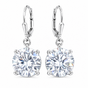7.30 ct DEW White Moissanite Solitaire Dangler Earrings In Gold Vermeil